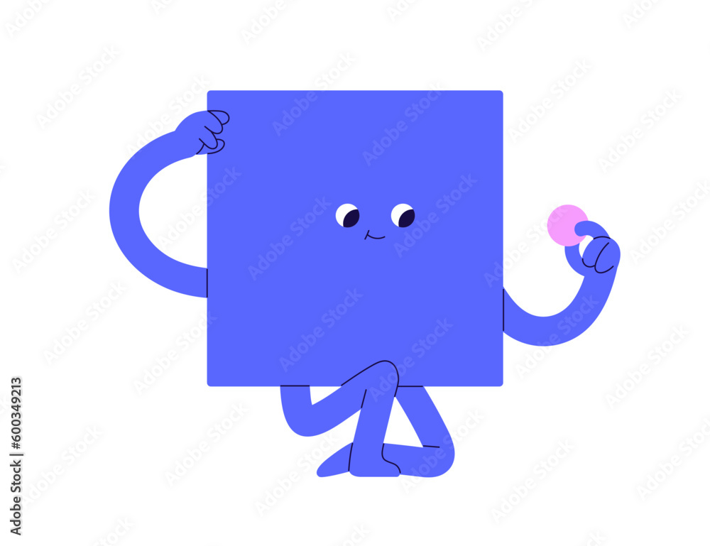 Poster smart creative geometric figure. cute funny thoughtful puzzled geometry shape finding new, unknown. 