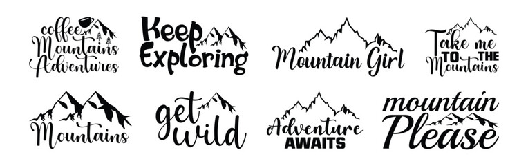 Mountain T shirt Design Bundle, Quotes about Traveling, Adventure T shirt, Hiking, Camping typography T shirt design Collection