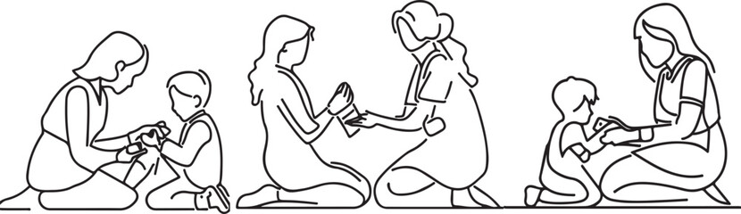 Nurse line art vector silhoutte on white background 