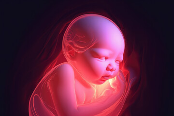 human embryo a fetus in a uterus, generative AI