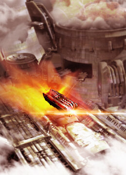 Space mining complex, illustration