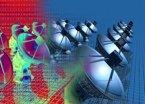 Satellite dishes, illustration