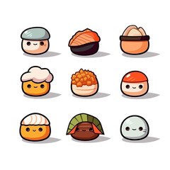 vector cute cartoon sushi set 5