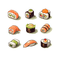vector sushi set 8
