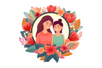  Illustration for Mother's Day, holiday card, family, family holiday, vector