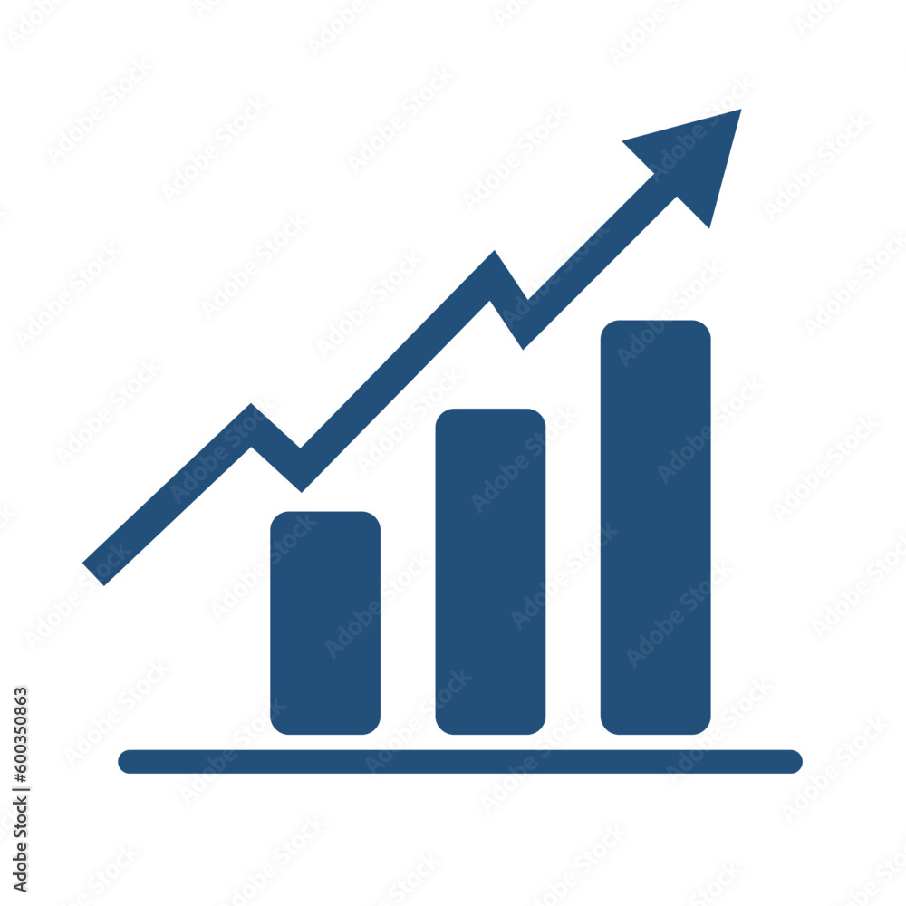 Poster rapidly increasing bar graph icon. increase. vector.