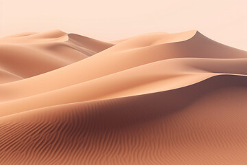 Fototapeta na wymiar Nature concept. Abstract desert landscape with dunes and clear sky in background. Copy space. Generative AI