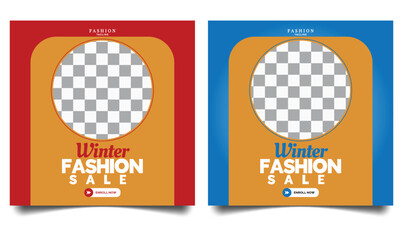 Winter fashion sale social media banner template  with snowflakes 