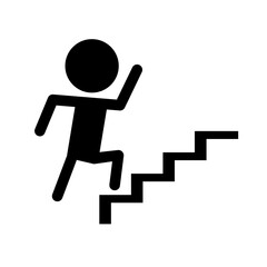 People hurrying up the stairs silhouette icon. Vector.