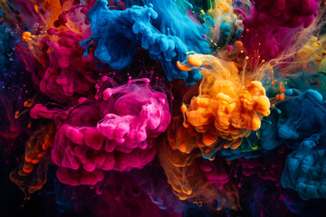 Obraz premium Colorful abstract art created with paint and water. AI Generated