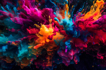 Colorful abstract art created with paint and water. AI Generated