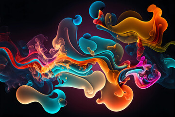 Obraz premium Glowing colors art colorful illustration with smoke patterns, curved shapes, and motion Generative AI