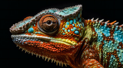 Obraz premium Colorful Chameleon. Generative AI