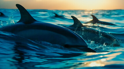 Fototapeta premium Capturing Dolphins in Motion. Generative AI