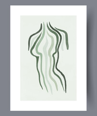 Abstract woman body contour wall art print. Wall artwork for interior design. Printable minimal abstract woman poster. Contemporary decorative background with contour.