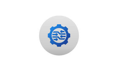 Technology digital transformation, system information. Gear Cog Wheel industry logo design vector icon illustration isolated