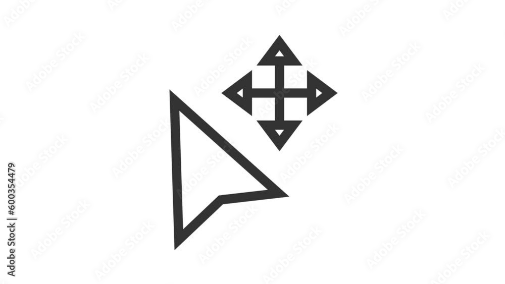 Poster move cursor animated icon on white background