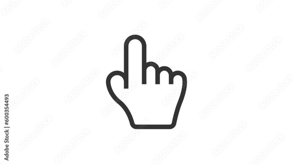 Poster hand click cursor animated icon on white background