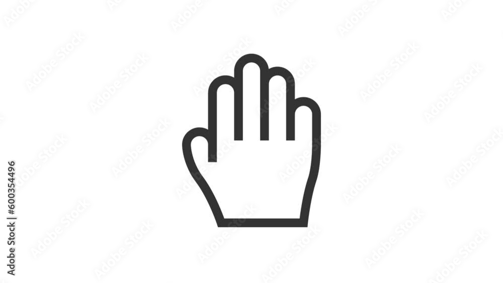 Poster hand move cursor animated icon on white background