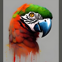 parrot  watercolor aquarelle concept art Generative AI