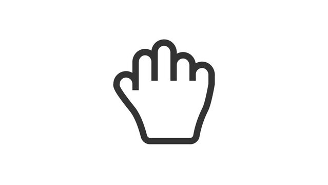 Hand Grab Cursor animated icon on white background

