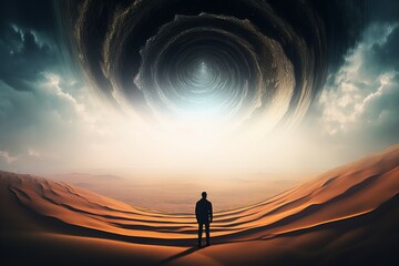 Fototapeta na wymiar Desert spiral hole digitalart. Generate Ai