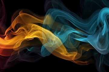 Obraz premium Smooth smoke abstract wave art swirling light and incense pattern with curved shapes and motion Generative AI