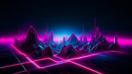 graphic neon imaginative background. AI Generated