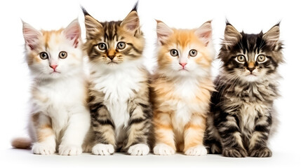 group of small kittens isolated on white background. AI Generated