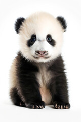 Obraz premium little cute baby panda isolated on white background. Generative AI