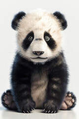 little cute baby panda  isolated on white background. Generative AI