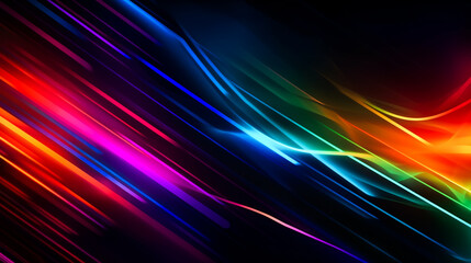 Bright neon rays and glowing lines. AI Generated