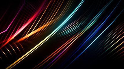 Bright neon rays and glowing lines. AI Generated