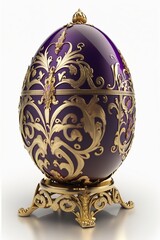 Purple Faberge Egg on white background , Generative ai