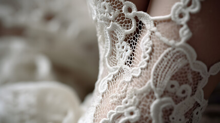 Exquisite Details of a Delicate Lace Wedding Dress Unveil Timeless Beauty