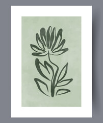 Still life flower organic plant wall art print. Printable minimal abstract flower poster. Wall artwork for interior design. Contemporary decorative background with plant.