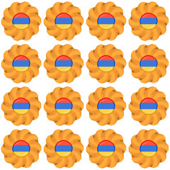 Pattern cookie with flag country Armenia in tasty biscuit