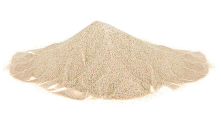 Sand dune isolated on a white background. Pile of desert sand.