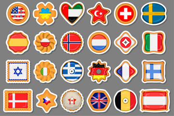 Set homemade cookie with flag country world in tasty biscuit