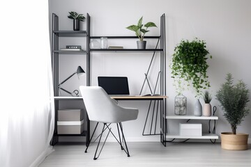 interior stylish pc lifestyle laptop mockup home beautiful armchair chair. Generative AI.
