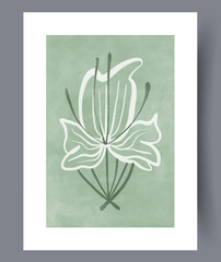 Still life flower elegant bud wall art print. Printable minimal abstract flower poster. Contemporary decorative background with bud. Wall artwork for interior design.