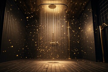 Golden background, shower of stars. Generative AI