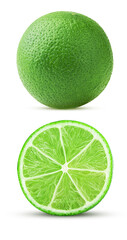 Fresh lime, whole one cut in half