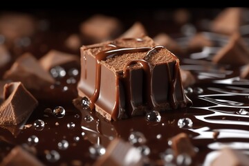 Delicious sweet chocolate bar close up photo