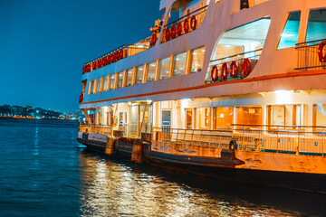 Istanbul city ferry view during twilight