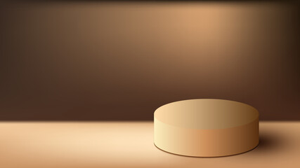 3D brown podium stand minimal wall scene on  background.