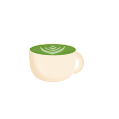 green tea cup isolated, matcha latte