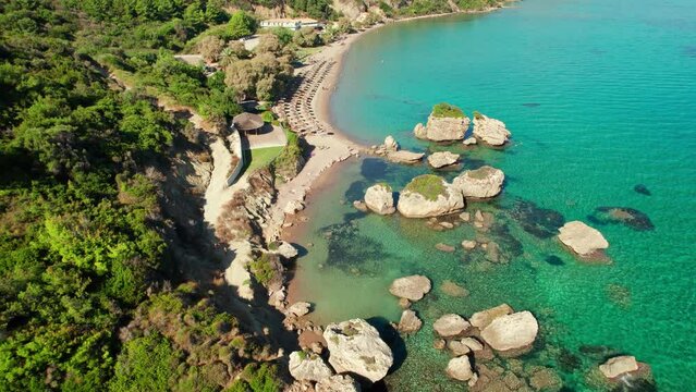 Beautiful Porto Zorro Azzurro beach on Zakynthos island, Ionian sea, Greece