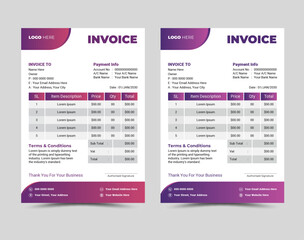 Vector professional and modern invoice template design.