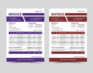Vector professional and modern invoice template design.